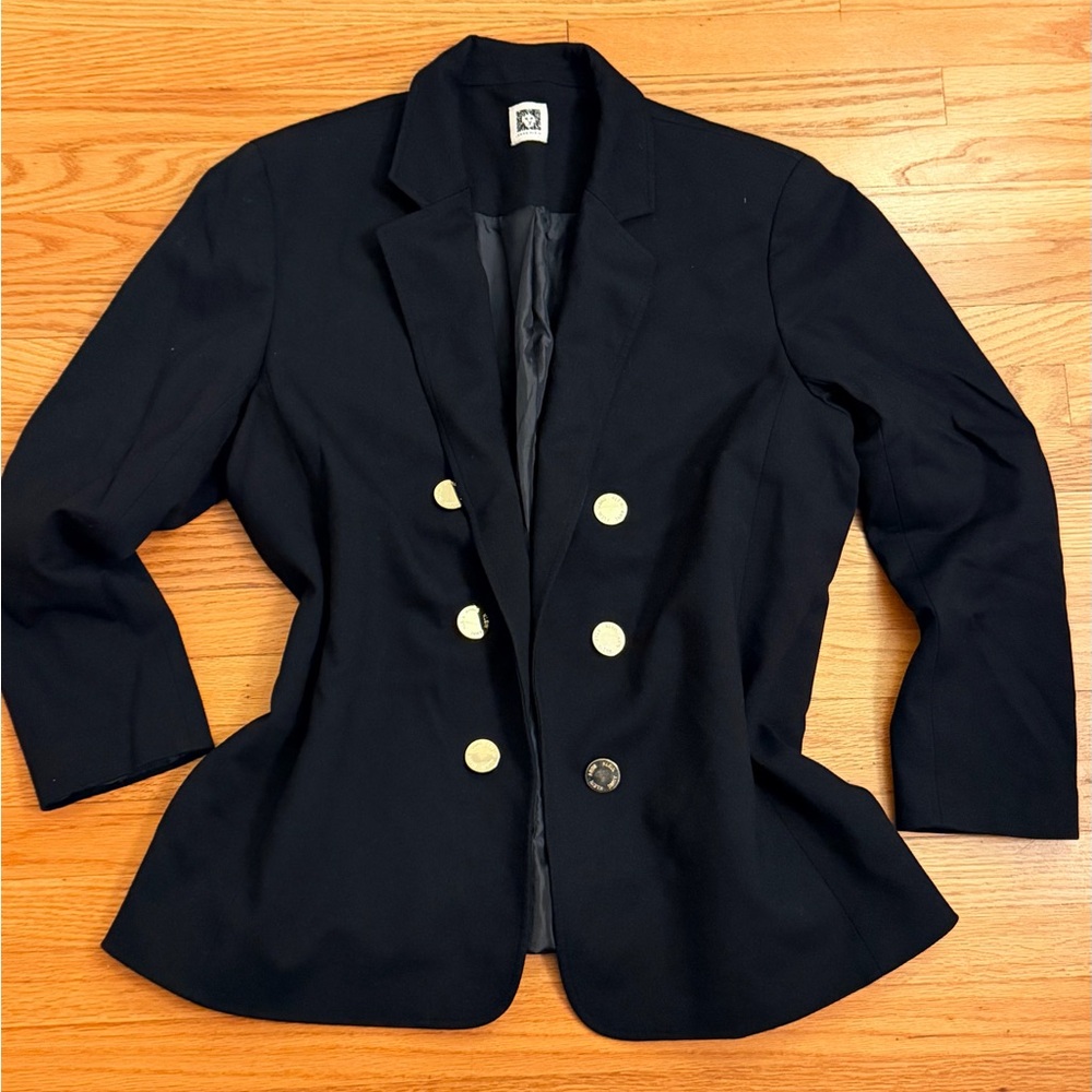 Anne Klein Classic Black Blazer with Gold Accent Buttons